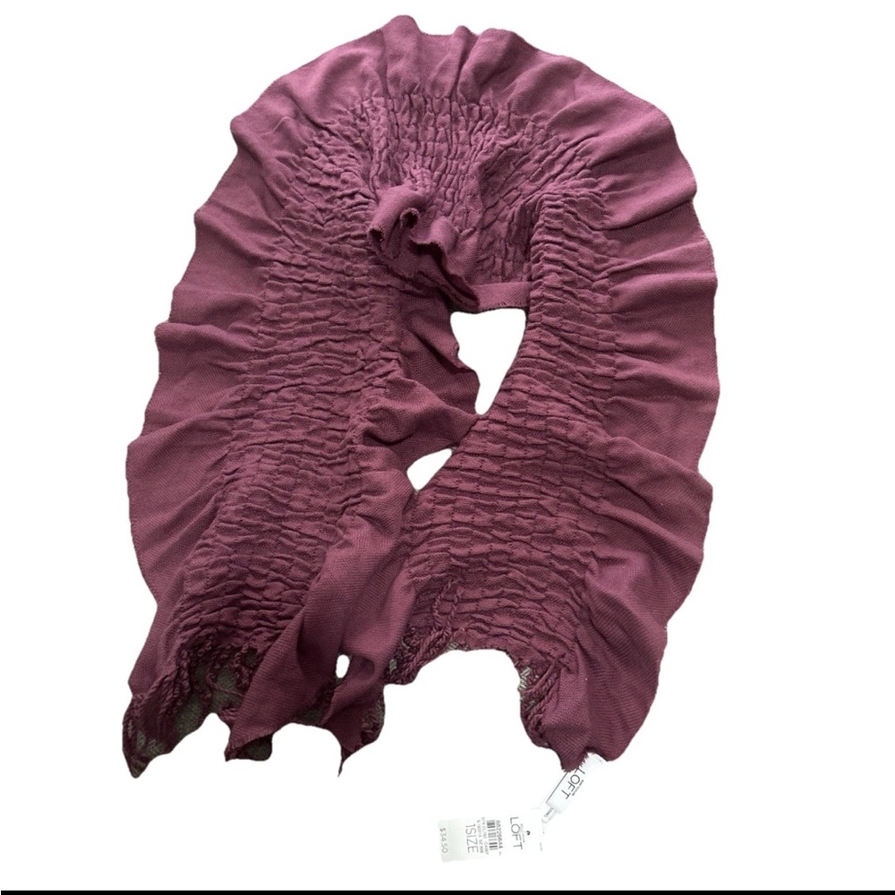 LOFT Purple Ruffled Scarf Elegant Wrap
